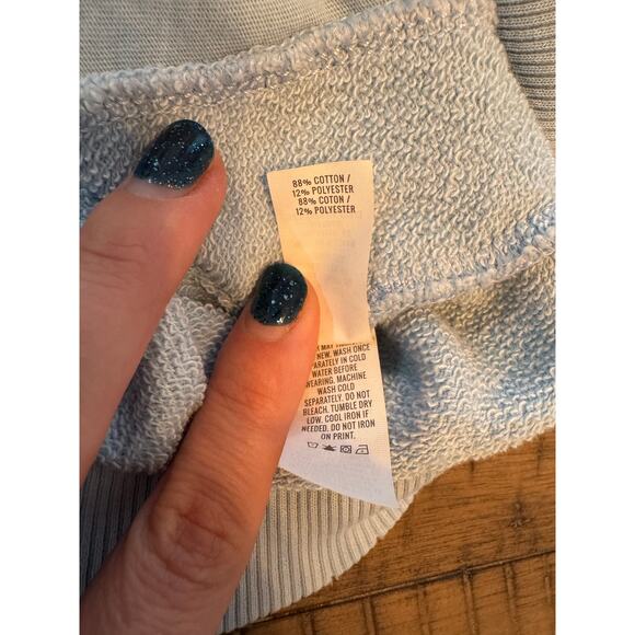 Aerie Oversized V-neck Collared Preppy Light Blue Casual Sweatshirt size M - Picture 3 of 9